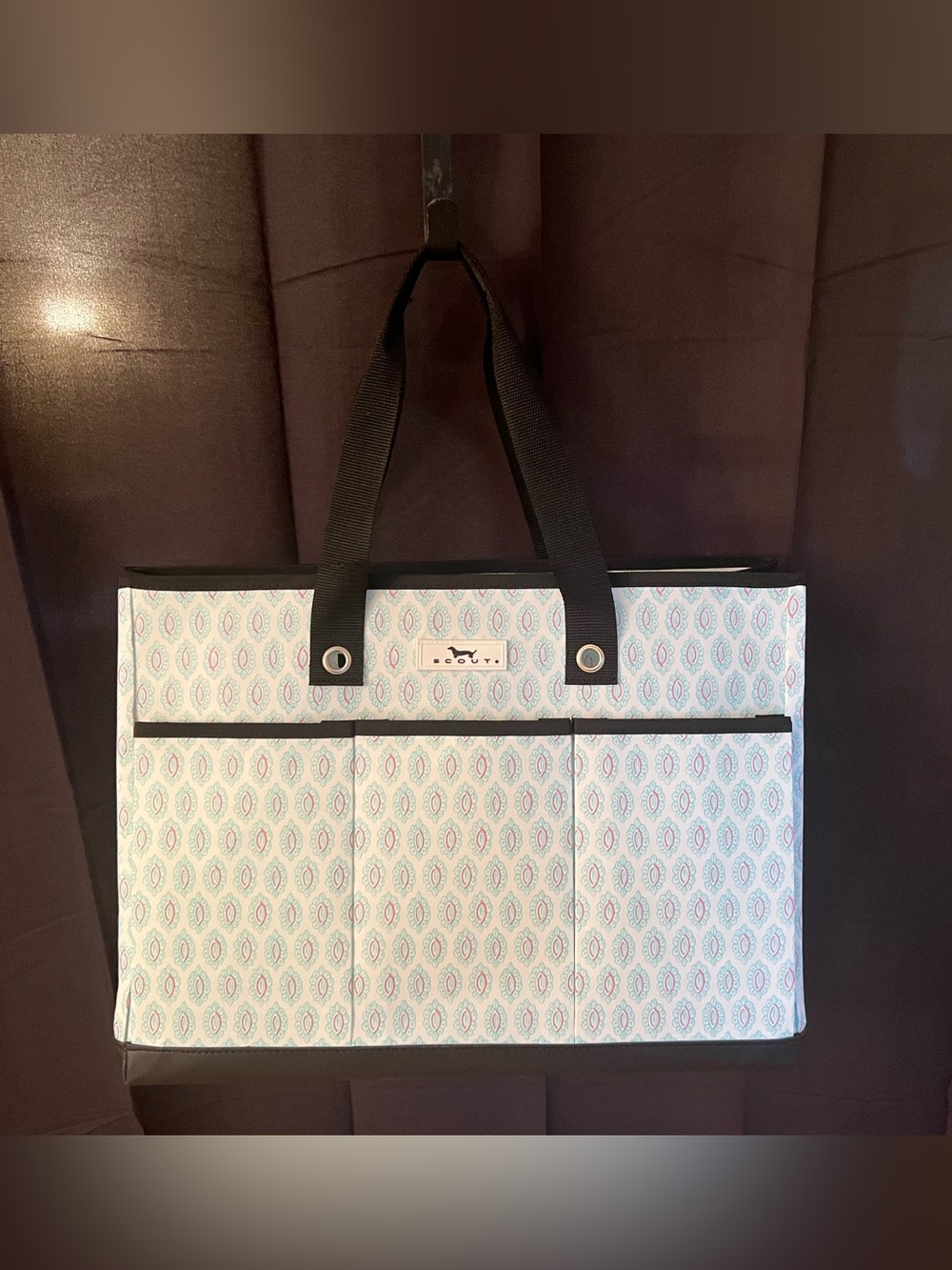 SCOUT The BJ Bag Pocket Tote Bag Hard Bottom in Blue/Pink Theme